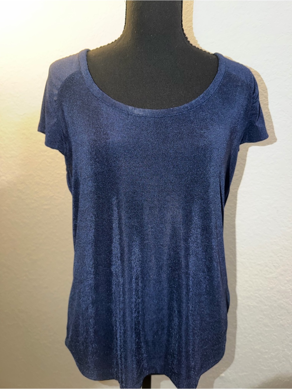 Jaclyn Smith Navy Short Sleeve Scoop Neck Top